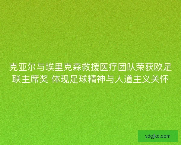 克亚尔与埃里克森救援医疗团队荣获欧足联主席奖 体现足球精神与人道主义关怀
